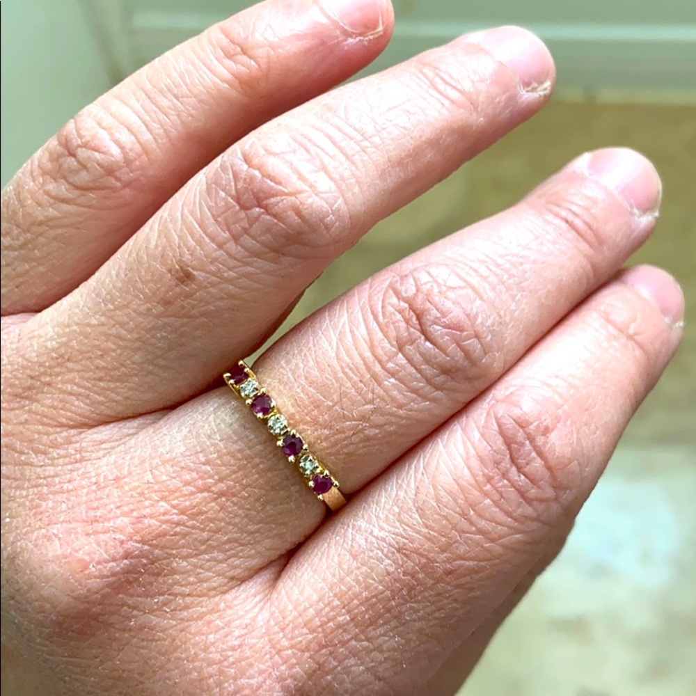 Ruby and diamond band 14k, size 8